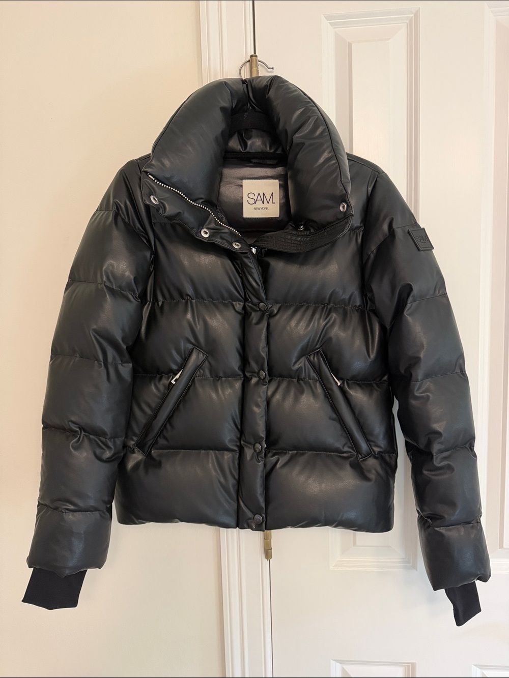 SAM New York Black Faux Leather Puffer